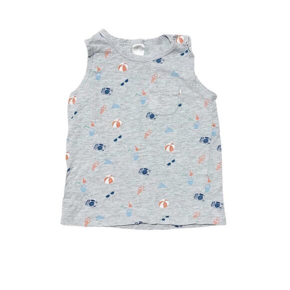 H&M Grey Beach Print Muscle Tank Top - Picture 1 of 2
